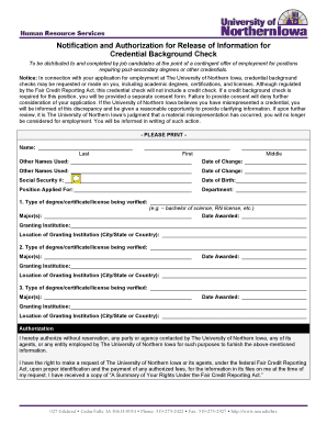 Credential Background Check Authorization Form