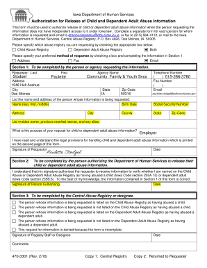 Iowa Child and Dependent Adult Abuse Information Release Authorization