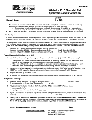 Winterim 2016 Financial Aid Application