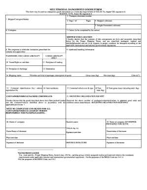 Multimodal Dangerous Goods Form