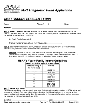 MSAA MRI Diagnostic Fund Application