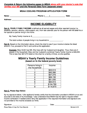 MSAA Cooling Program Application