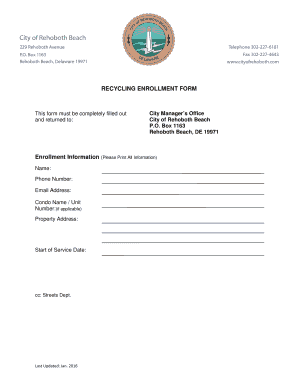 Recycling Enrollment Form