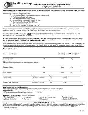 Health Reimbursement Arrangement Employer Application