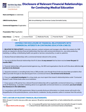 CME Financial Relationships Disclosure Form