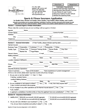 Sports & Fitness Insurance Application