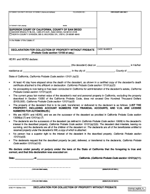 California Declaration for Collection of Property Without Probate