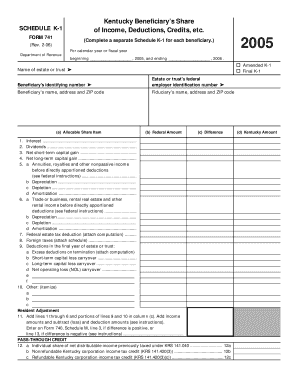 Kentucky Beneficiary's Share Schedule K-1