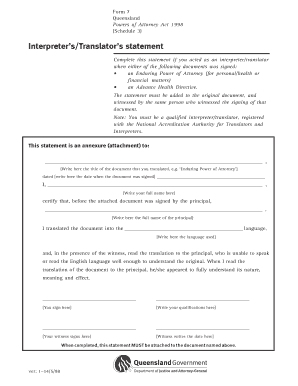 Interpreter's Statement for Queensland Power of Attorney