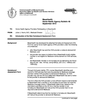 MassHealth Homebound Assessment Form