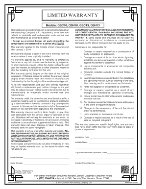 Goodman Limited Warranty