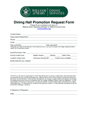 Rationale for promotion examples - Dining Hall Promotion Request Form - diningwmedu