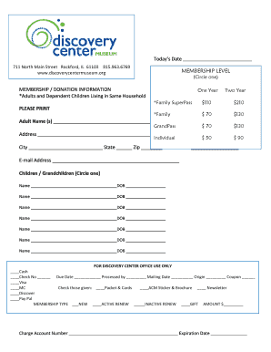 Discovery Center Membership Application