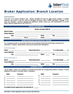 InterFirst Mortgage Broker Branch Application