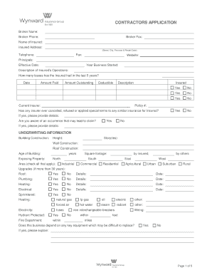 Contractors Application Form