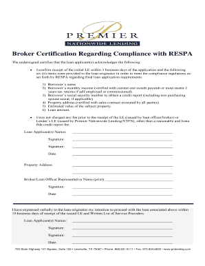 Broker Certification for RESPA Compliance