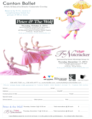 Canton Ballet Performance Reservation Form