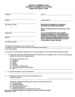 Motion for Contempt of a Domestic Violence Civil Protection Order