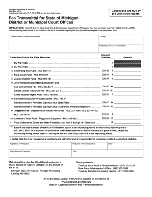 Michigan Fee Transmittal Form
