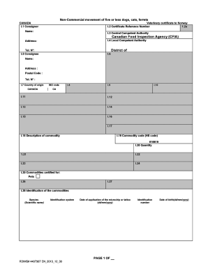 Canada Veterinary Certificate for Pet Movement to Norway