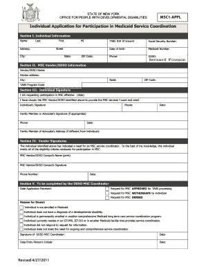New York Medicaid Service Coordination Application