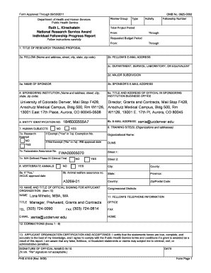 Individual Fellowship Progress Report