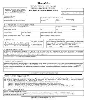 Michigan Mechanical Permit Application