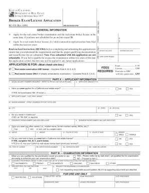 California Broker Exam/License Application