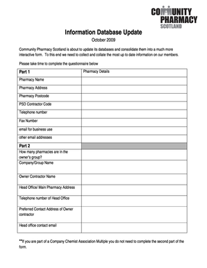 Community Pharmacy Scotland Information Update Form