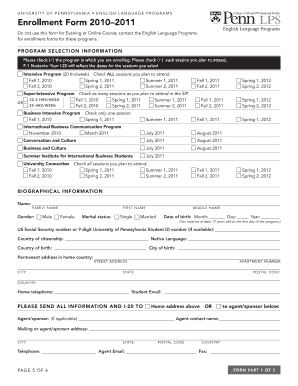University of Pennsylvania English Language Programs Enrollment Form