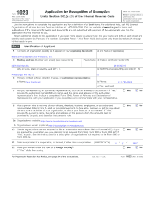 IRS Form 1023 Application for Tax Exemption