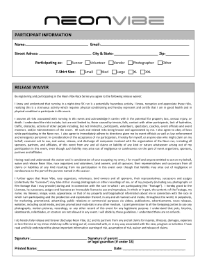 Neon Vibe Race Series Waiver Form