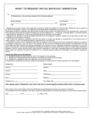 California Initial Move-Out Inspection Request