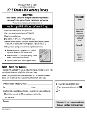Kansas Job Vacancy Survey 2013