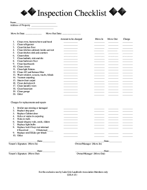 Inspection Checklist for Move In and Move Out