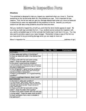 Move-In Apartment Inspection Form