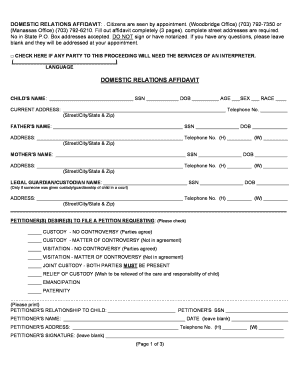 Domestic Relations Affidavit