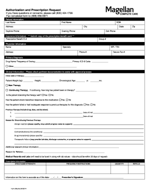 Authorization and Prescription Request Form