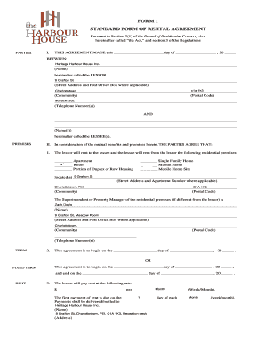 Standard Form of Rental Agreement
