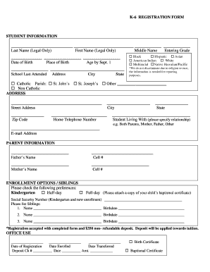 K-6 Student Registration Form