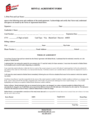 Ballard Books Rental Agreement Form