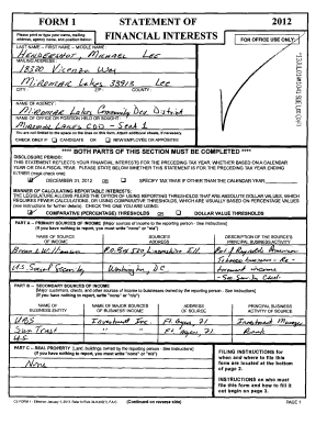 Florida Financial Interests Disclosure Form