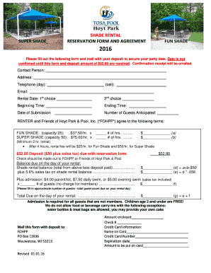 SHADE RENTAL RESERVATION FORM AND AGREEMENT FUN SHADE 2016 - friendsofhoytpark