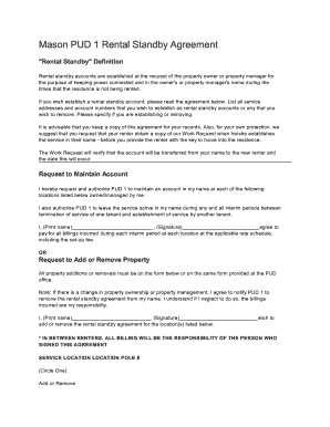 Mason PUD 1 Rental Standby Agreement