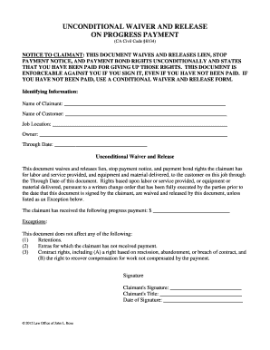 Conditional waiver and release on progress payment pdf - Unconditional Waiver and Release Progress Form - bozelaw