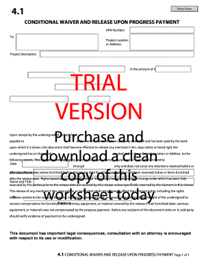 Conditional Waiver and Release Upon Progress Payment