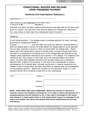 California Conditional Waiver and Release