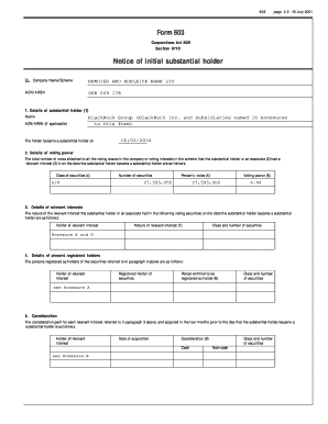 Form 603 Notice of Initial Substantial Holder