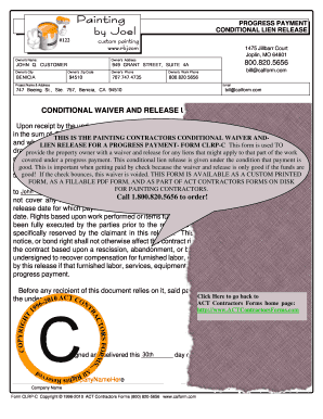 Conditional Lien Release for Progress Payment