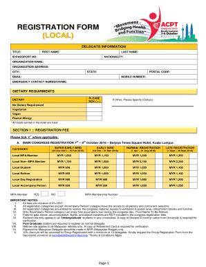 ACPT 2016 Congress Registration Form